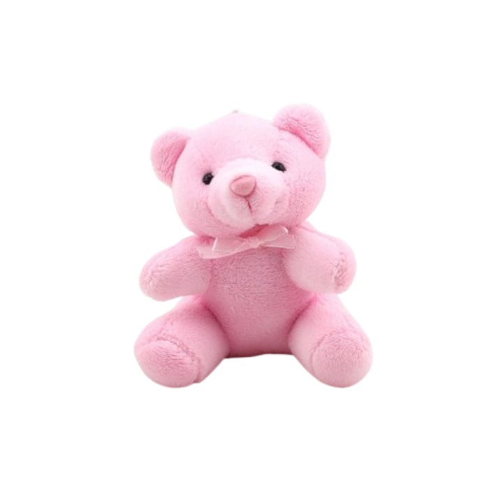 Плюшена играчка, Cozevdnt, плюшено мече с панделка, розово, 8 см