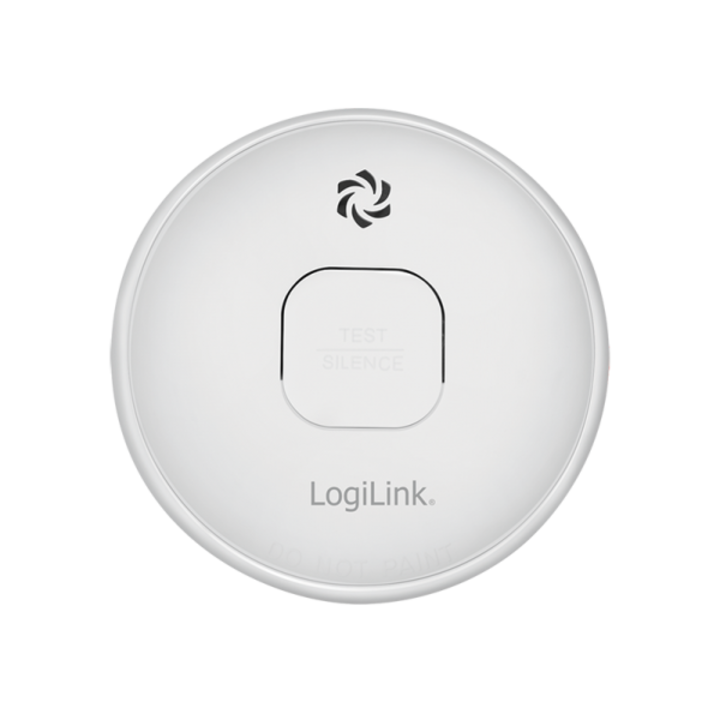 Detector de fum LOGILINK, montare tavan/ perete, senzor: fotoelectric, alarma 85 dB, buton test, baterie 3V, VdS, alb