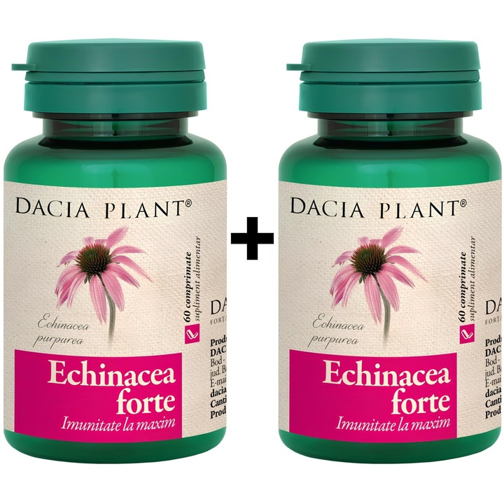 Pachet Echinaceea 600mg Forte "Imunitate la maxim" cu ulei de Pin, 2x60 comprimate, Dacia Plant