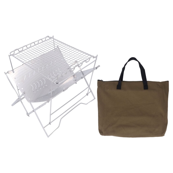 Hordozható rozsdamentes acél grill stabil talppal, multifunkcionális, kempingezéshez