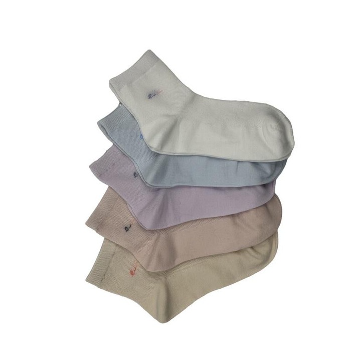 5 pár női sportzokni készlet, pamut, többszínű, 35-38 EU