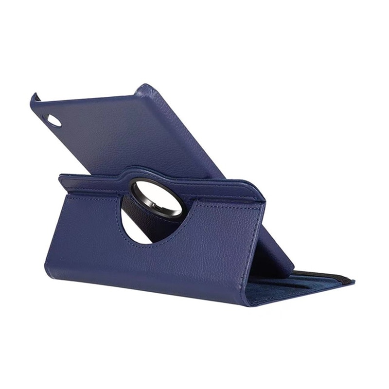 Husa de protectie pentru tableta rotativa 360 de grade, Rqiurpn, Pentru cu Samsung Tab A9 8.7 inch X110/X115, Piele ecologica, Albastru Inchis