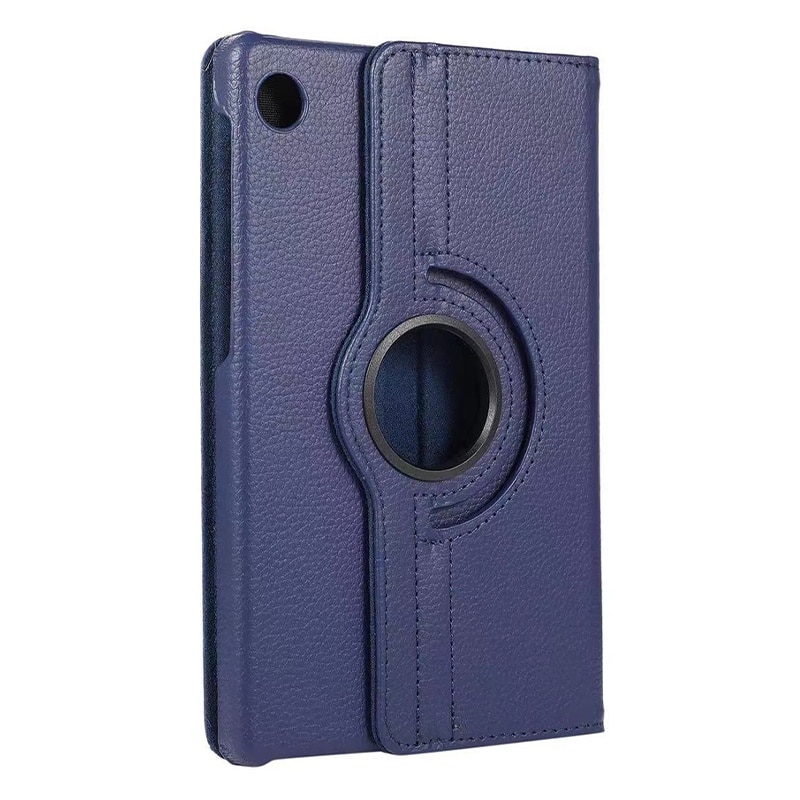 Husa de protectie pentru tableta rotativa 360 de grade, Rqiurpn, Pentru cu Samsung Tab A9 8.7 inch X110/X115, Piele ecologica, Albastru Inchis