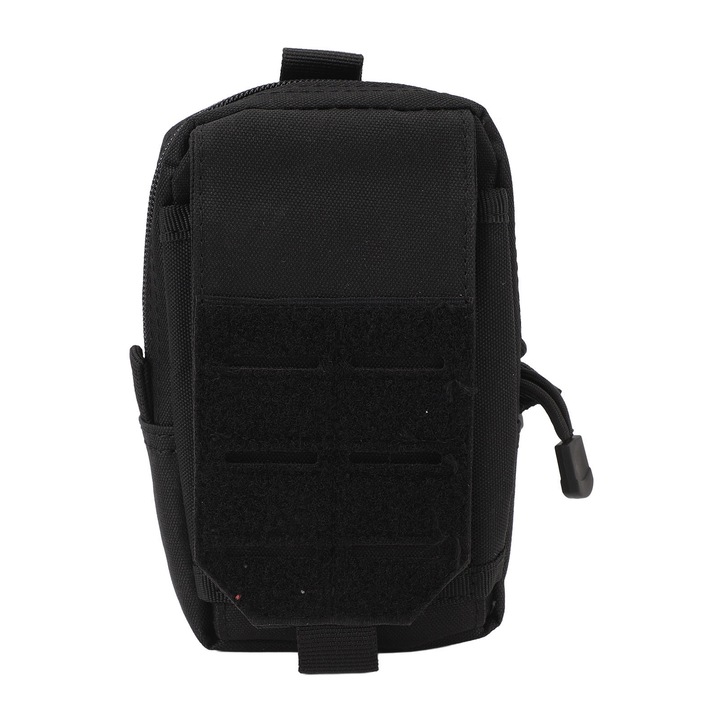 Sporttáska, longziming, multifunkcionális, nejlon anyagból, fekete, állítható pánttal