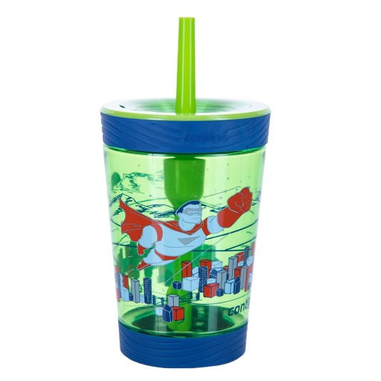 Cana cu pai cu garnitura ermetica SPILL PROOF TUMBLER Granny Smith Superhero 420 ml, Contigo
