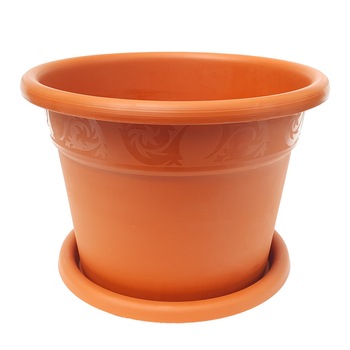 Ghiveci din plastic model cu farfurie culoare teracota nr 11 D36 cm Ghiveci din plastic model cu farfurie culoare teracota nr 11 D36 cm