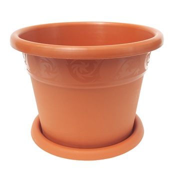 Ghiveci din plastic model cu farfurie culoare teracota nr 9 D27.5 cm Ghiveci din plastic model cu farfurie culoare teracota nr 9 D27.5 cm