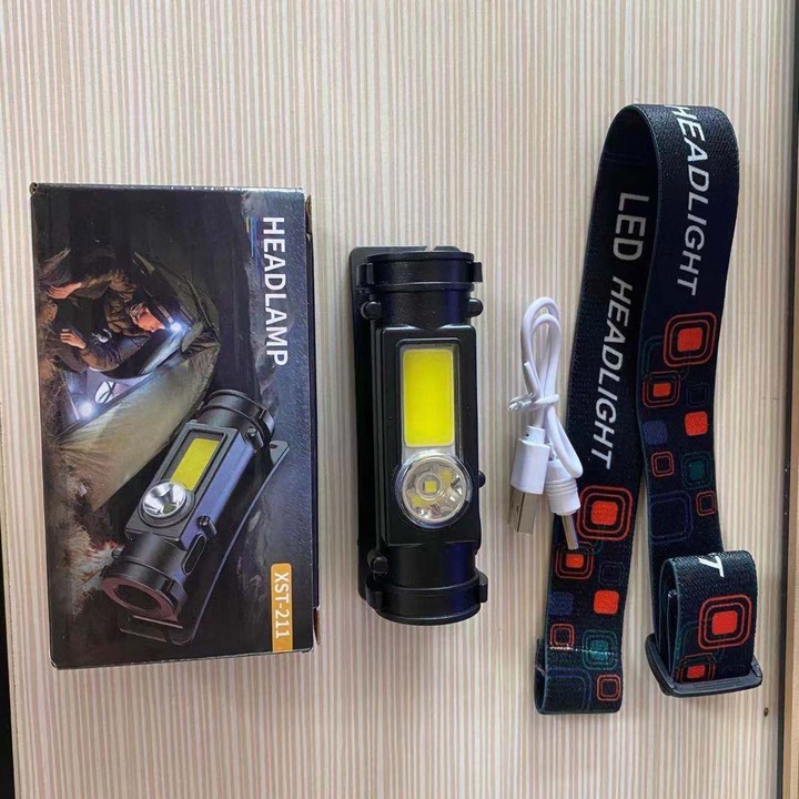 USB презареждащ се фенер, Longziming, многофункционален, лек дизайн, 2 източника на светлина, за къмпинг и риболов