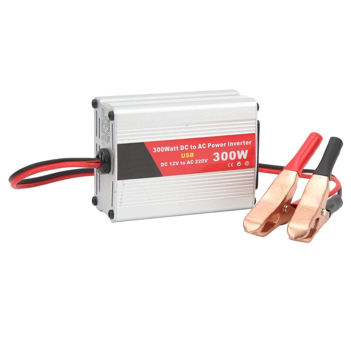 Автомобилен инвертор 300W, дълъг живот, DC 12V към AC 220V, защита от претоварване, преносим