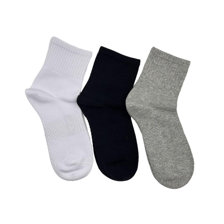 3 pár férfi sportzokni készlet, pamut, kényelmes, többszínű, 42-46 EU