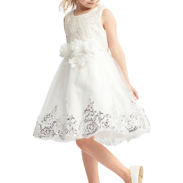 Rochie Amy Alb pentru Fetițe - O Creație Eleganță pentru Micile Fashioniste, Alb