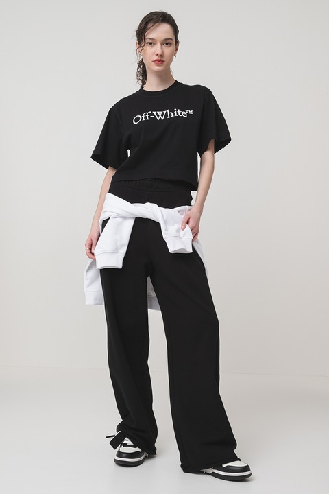 OFF-WHITE, Памучна тениска с лого, Черен