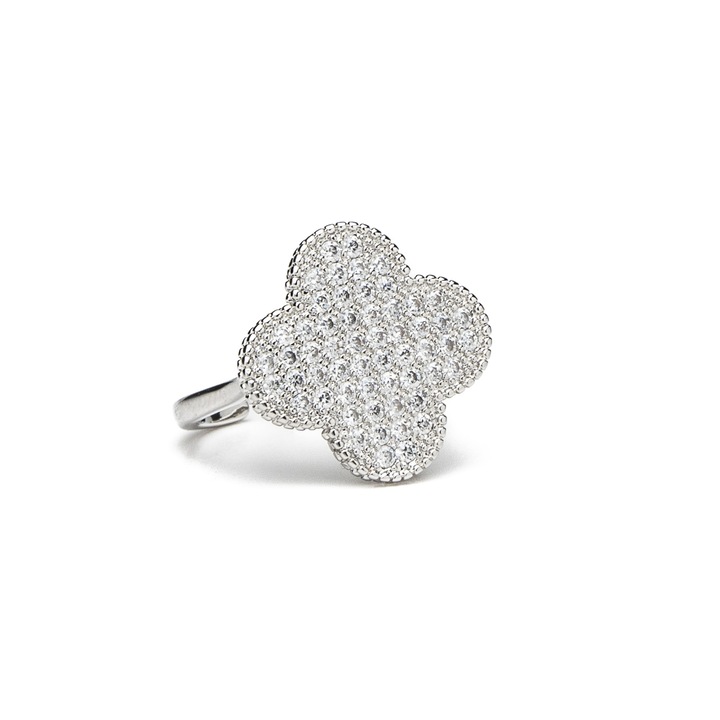 Inel Silver Flower Alhambra, Argintiu, Reglabila