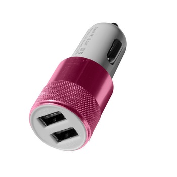Incarcator auto 2xUSB, 1 A/2.1 A, roz Incarcator auto 2xUSB, 1 A/2.1 A, roz