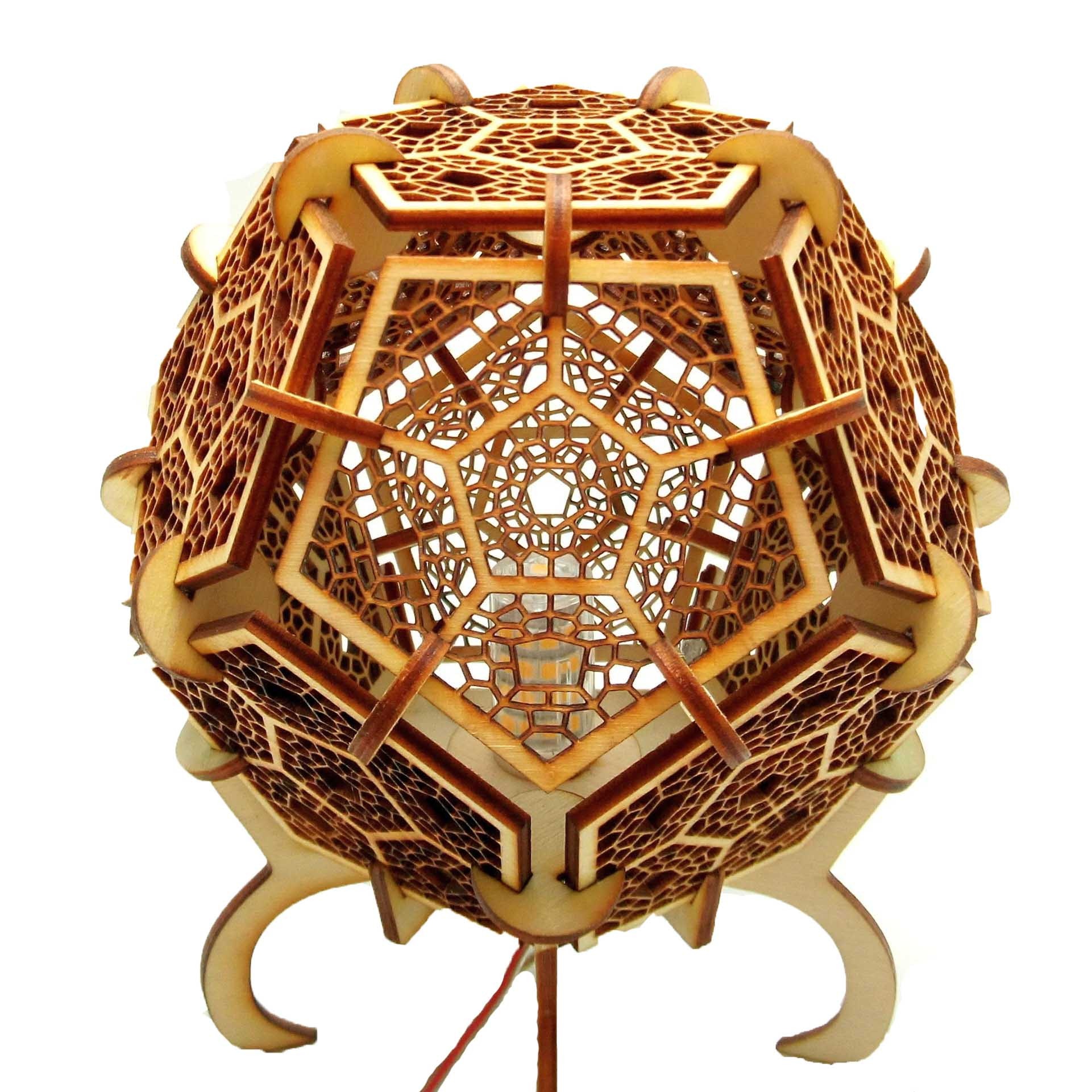 Corp de iluminat din lemn, Divis Dodecahedron, led