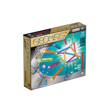 Set de constructie magnetic Geomag, Glitter, 30 piese Set de constructie magnetic Geomag, Glitter, 30 piese