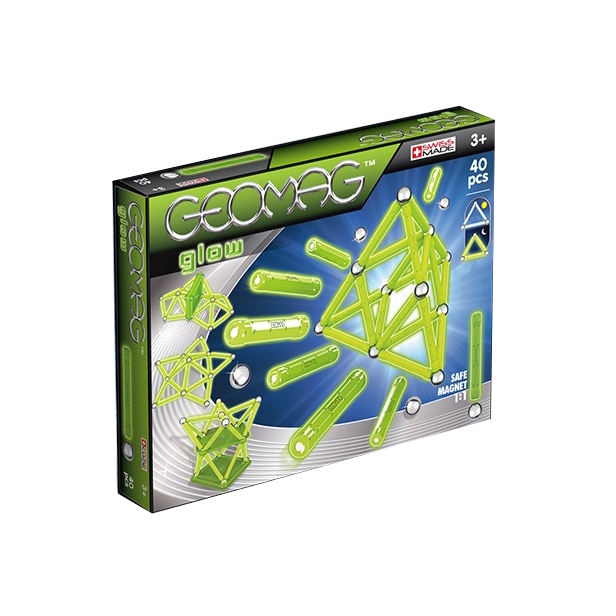 Set de constructie magnetic Geomag, Glow, 40 piese