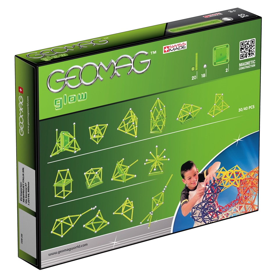 Set de constructie magnetic Geomag, Glow, 40 piese - eMAG.ro
