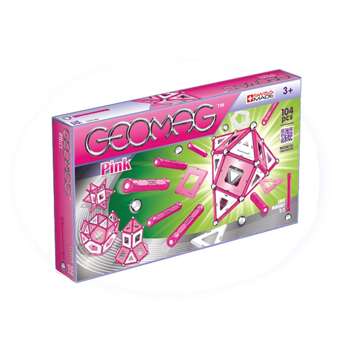 Комплект магнитен конструктор Geomag, Pink, 104 части