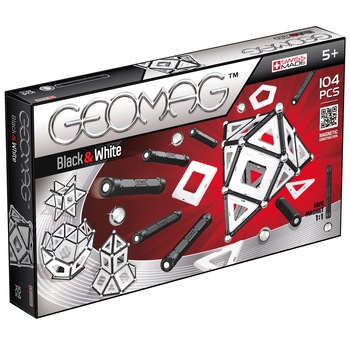Set de constructie magnetic Geomag, Black & White, 104 piese Set de constructie magnetic Geomag, Black & White, 104 piese