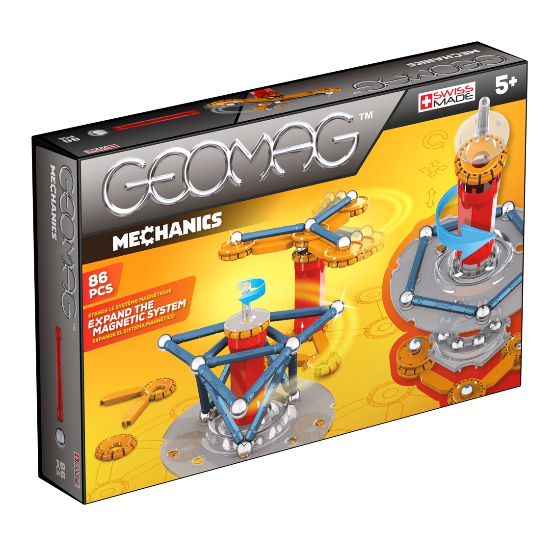 Set de constructie magnetic Geomag, Mechanics, 86 piese