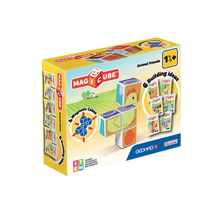 Set de constructie magnetic Geomag, Animal Friends, 4 piese