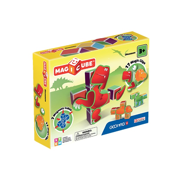 Set de constructie magnetic Geomag, Dinosaurus, 7 piese