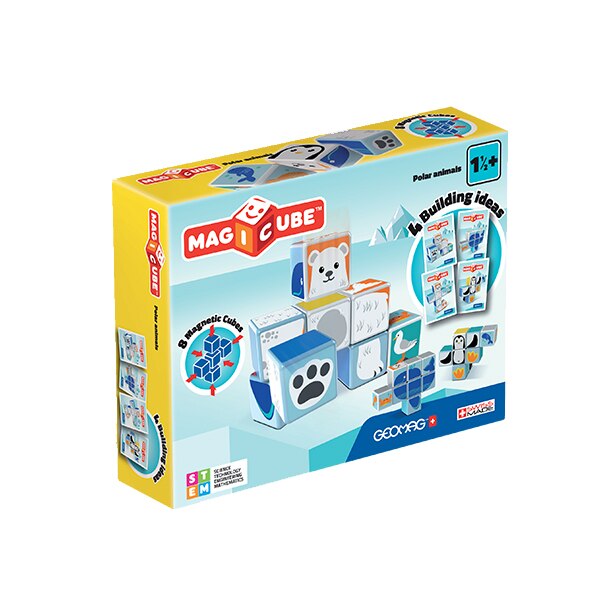 Set de constructie magnetic Geomag, Polar Animals, 8 piese
