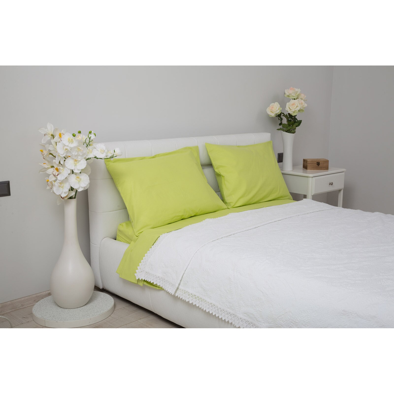 Cearsaf cu elastic Colenza din bumbac 100%, verde