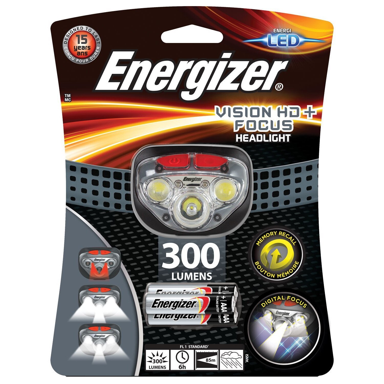 Lanterna de cap ENERGIZER Vision HD+ Focus 5LED incl. 3xAAA 300lm 85m