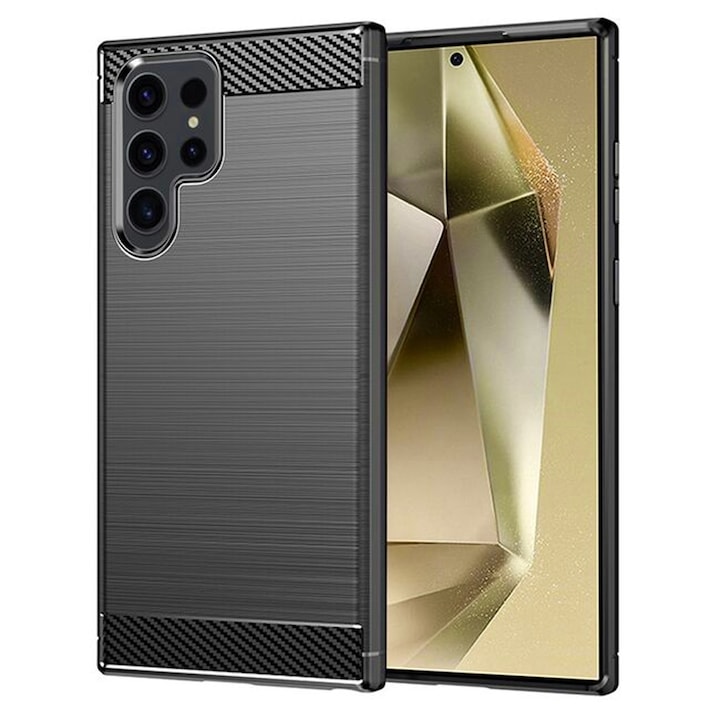 Husa Carbon Resistance pentru Samsung Galaxy S25 Ultra, OPTIM SOLUTION, Optimizare Anti-Soc, Long Term Case, Negru