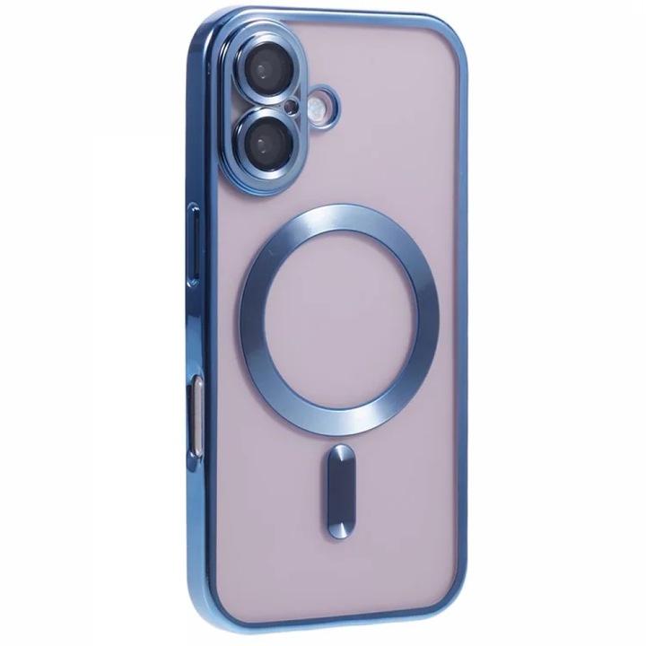 Husa compatibila cu Samsung Galaxy A06, ALC MOBILE, pentru telefon mobil cu protectie pentru camera, Tehnologie MagSafe, rezistenta la socuri, contur Albastru