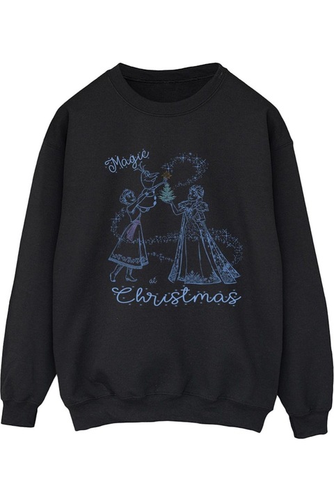 Disney Frozen Magic karacsonyi noi kapucnis pulover, fekete, Fekete