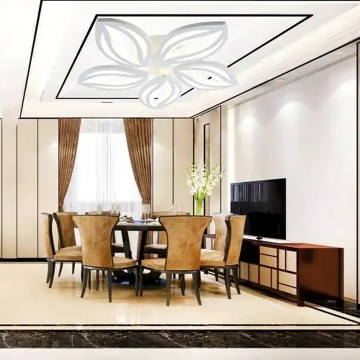 Lustra LED aplicata cu telecomanda, alba, rotunda, 80W, 3 functii de lumina, calda, naturala si rece, intensitate reglabila, dimensiune 55x55x10cm, IP21, montaj tavan, LDC