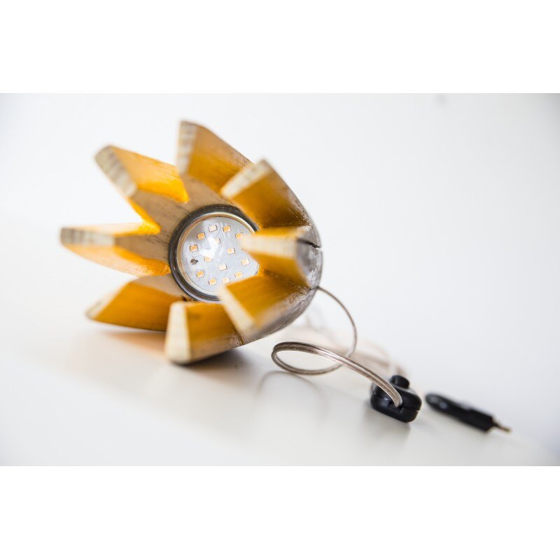 Veioze si lampi, Deco-Box, Twilight, iluminat decorativ, lemn masiv cub, bec led, pictat manual Galben, design Made in RO