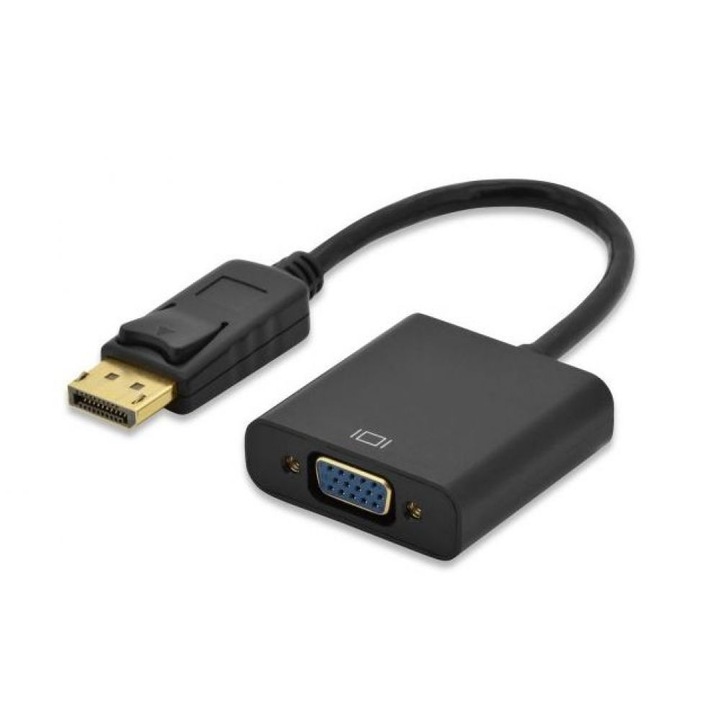Адаптер DisplayPort (DP) мъжки - VGA женски, активен, поддържа пълна HD резолюция, цифров към аналогов конвертор, отлично качество