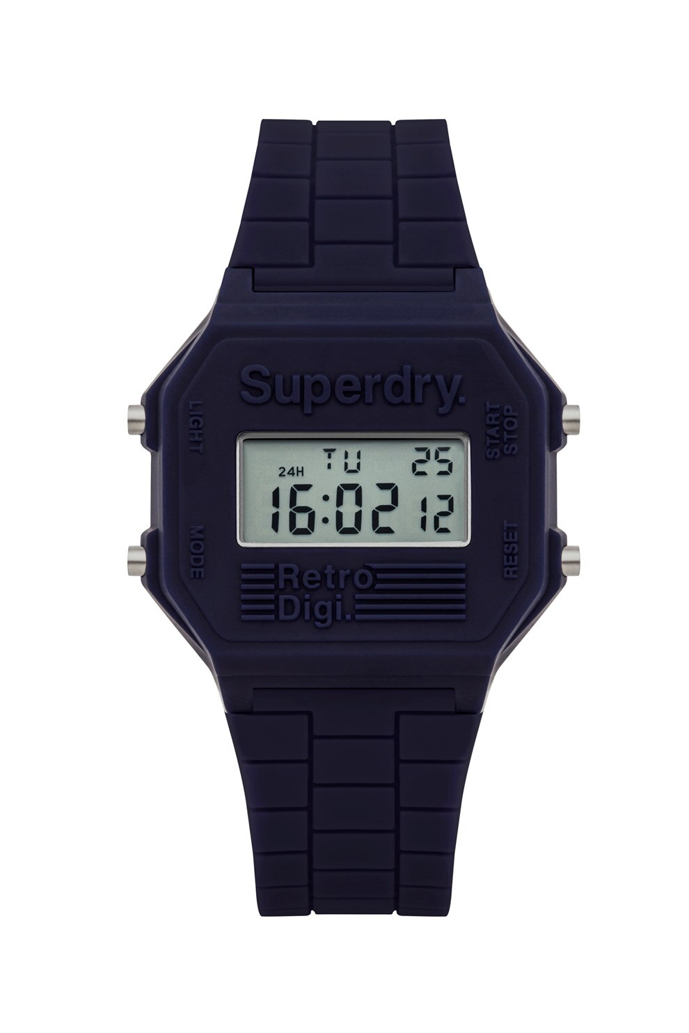SUPERDRY, Ceas digital cu o curea de silicon Retro, Bleumarin inchis