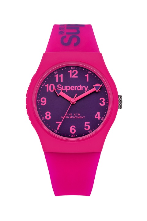 SUPERDRY, Унисекс часовник Urban със силиконова каишка, Малина