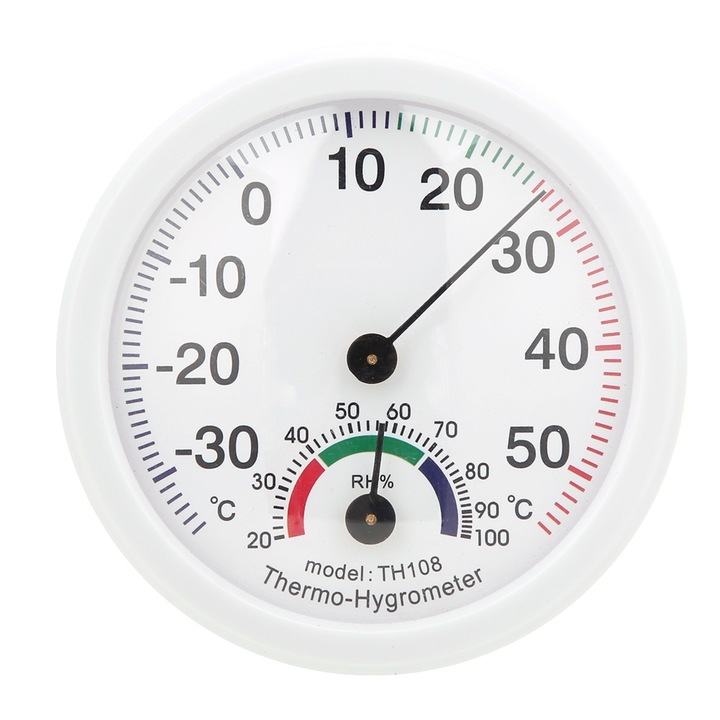 Termometru higrometru de interior, TH108, alb, 75x25mm, fara baterii