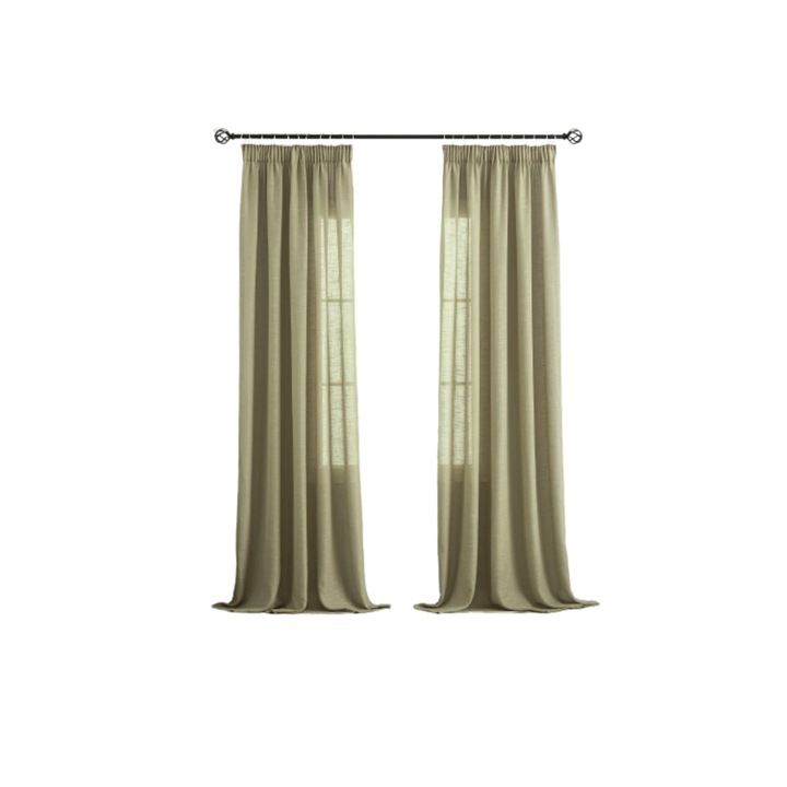 Függöny szalaggal, VOILYBIRD, félig áttetsző, vászonnal és poliészterrel, 2 féle rögzítés, tökéletes ablakokhoz és ajtókhoz Hálószoba, nappali, 245 x 140 cm, 2 darabos készlet, Szürke bézs