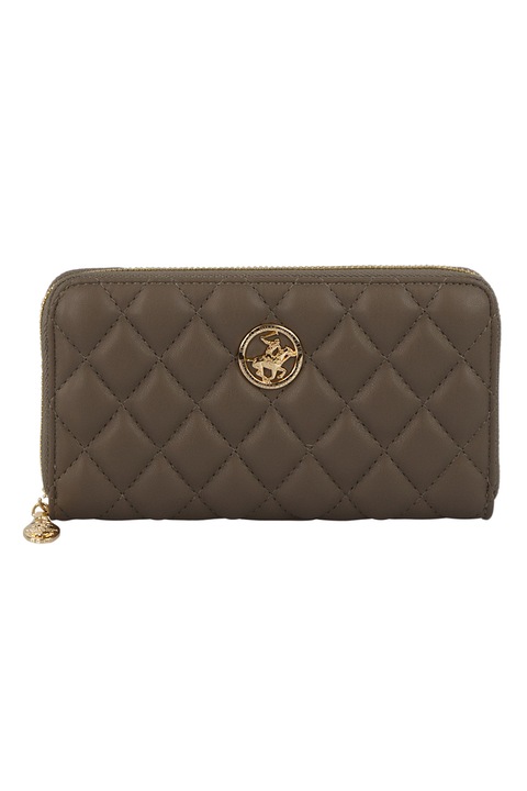 Beverly Hills Polo Club, Portofel cu fermoar si aspect matlasat, Maro fango