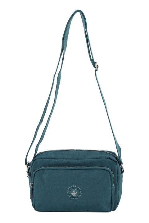 Beverly Hills Polo Club, Geanta crossbody cu aplicatie logo, Albastru petrol