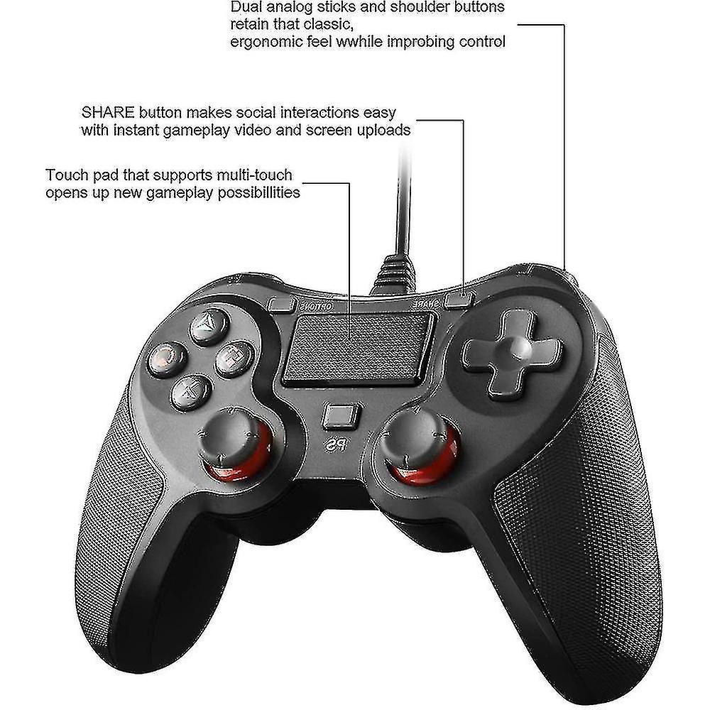 Controler Wired pentru Playstation 4, Dual Vibration, USB, 6-axis