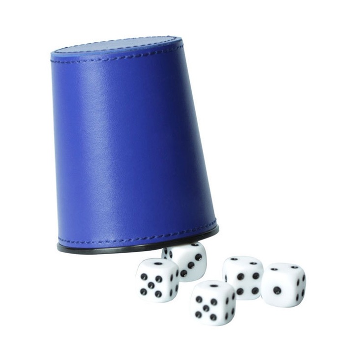 PU kocka és pohár készlet, 5 kocka, kék, műanyag, 7,5x9 cm