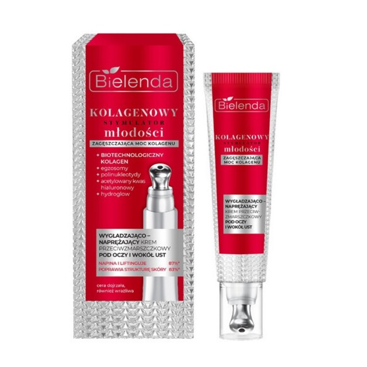 Bielenda szemkörnyékápoló krém, 15 ml, szem/ajak környékére, hialuronsavval/kollagénnel