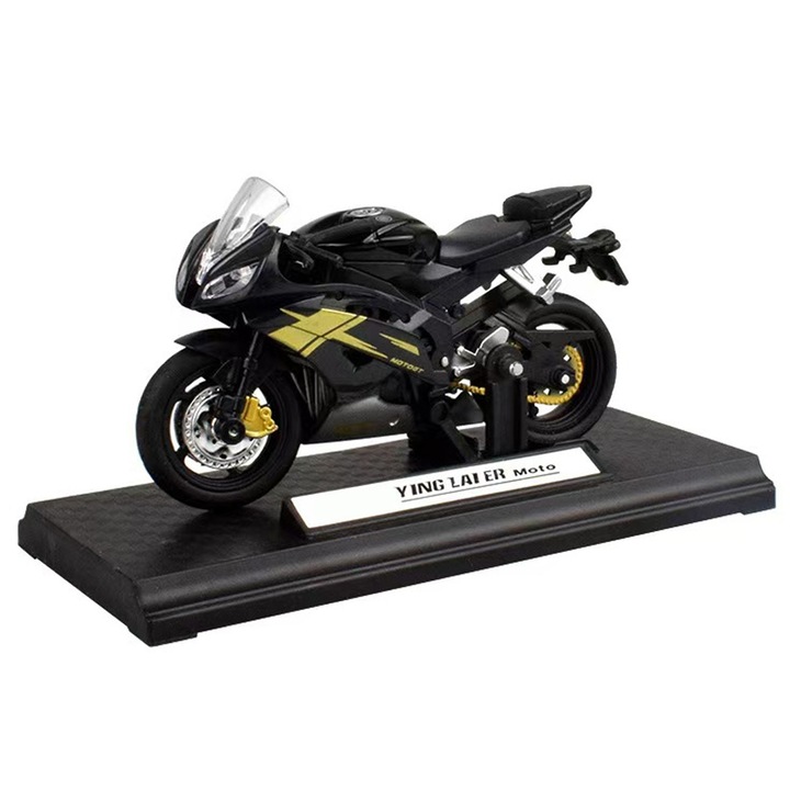 Yamaha 1/18 Enforose motorkerékpár modell, ötvözet, valósághű másolat, fekete