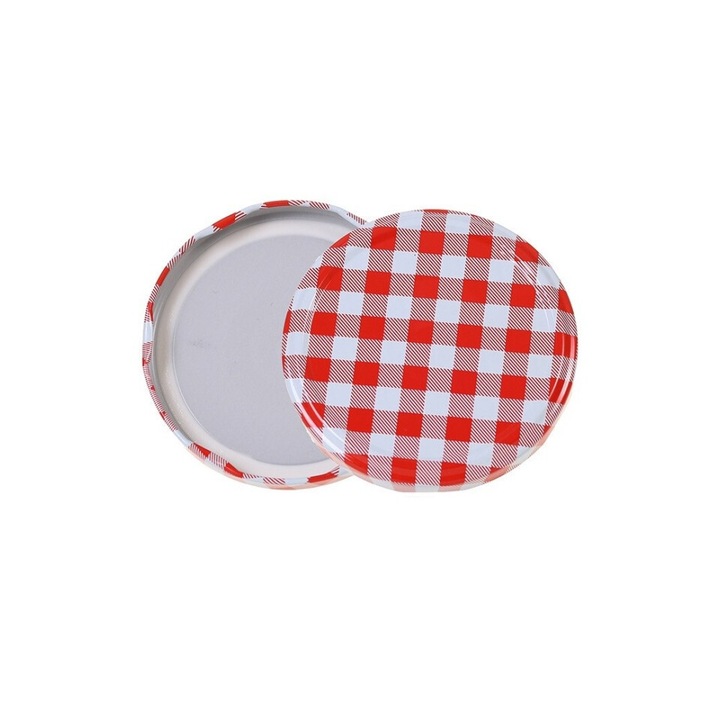 Fedő 82 mm átmérőjű üvegekhez - Piros-fehér kockás