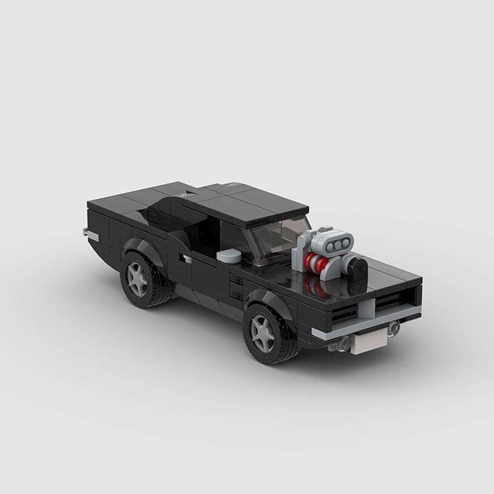 Set de construit compatibil LEGO, masina sport MOC cu supraalimentare, 200-400 piese, negru, 0807BM-BSTA00194066-1