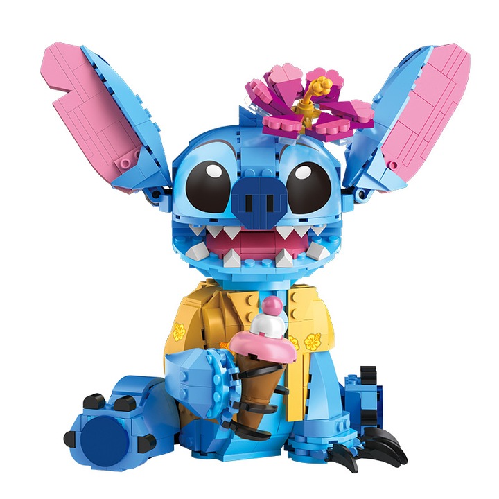Disney Stitch játék építőkészlet, Disney játékok 9 éveseknek, összerakható figurák, fagylalttölcsérrel, szórakoztató Disney ajándék lányoknak, fiúknak és a népszerű Lilo és Stitch film rajongóinak