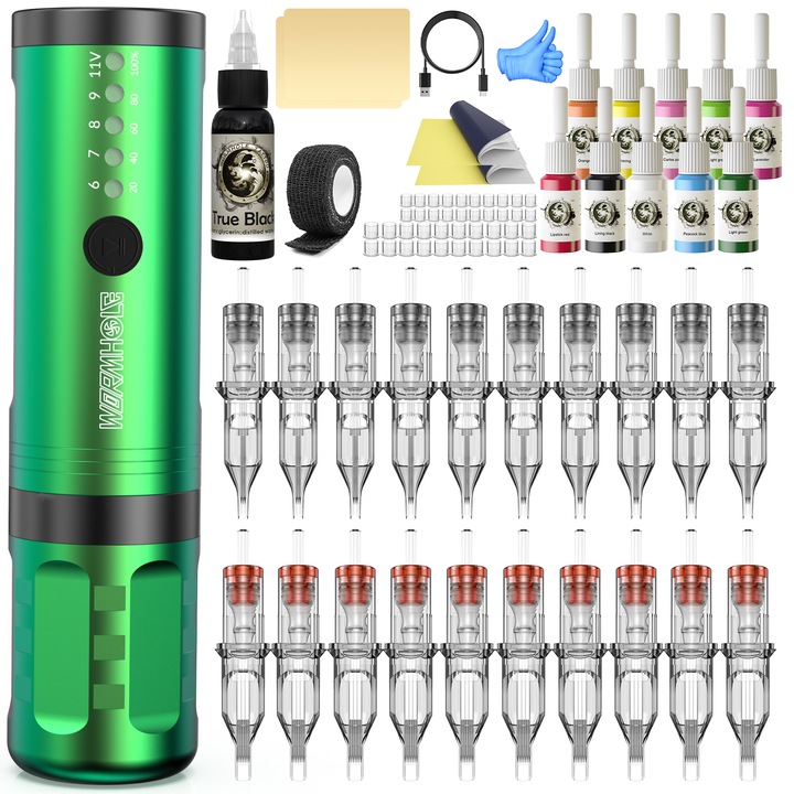 Echipament tatuaj Wormhole, WTK246, stilou wireless, motor puternic, 2100mAh, 6-8V, aluminiu